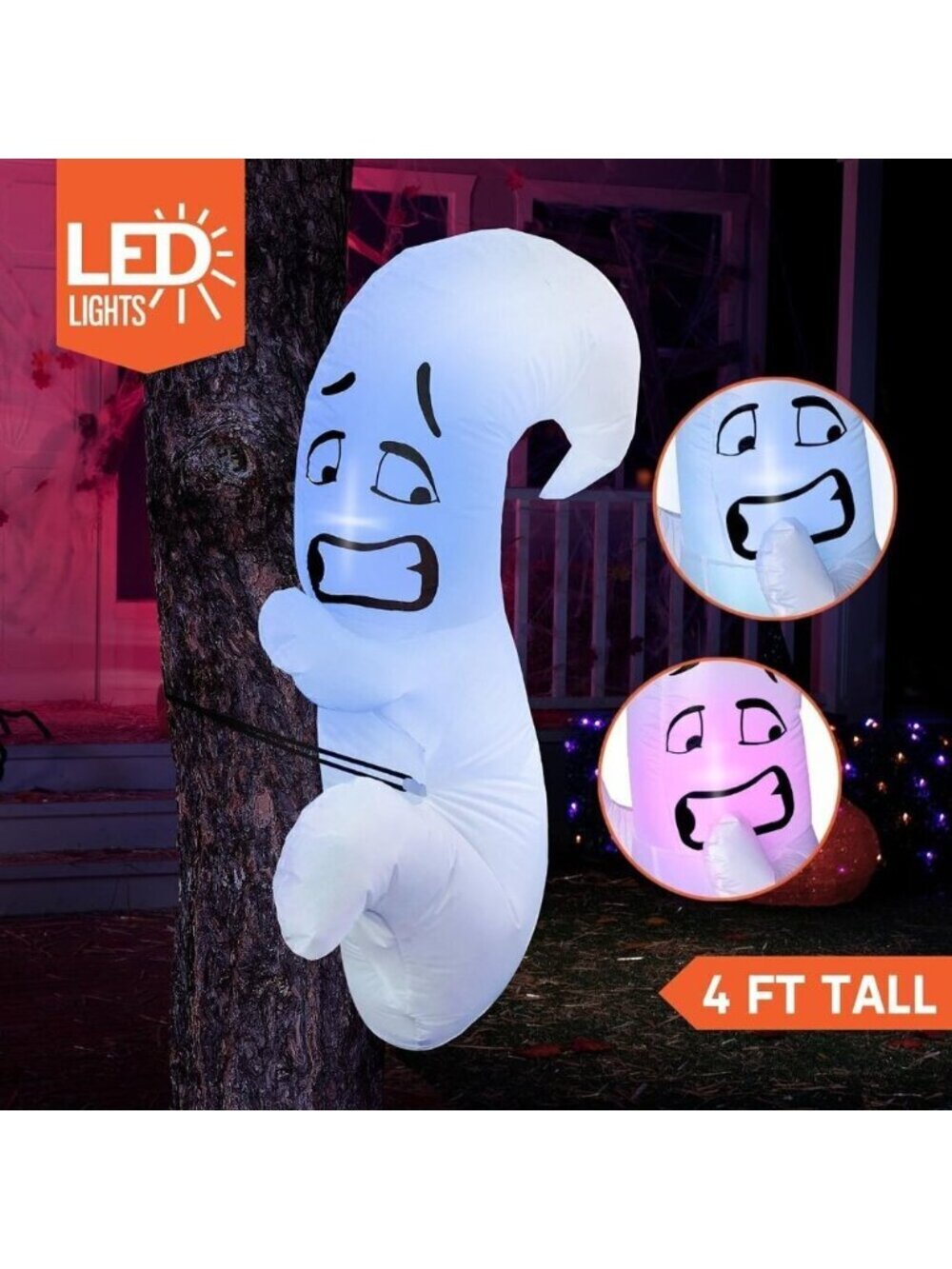 Joiedomi 4 FT Halloween Inflatables Ghost Outdoor Decor LEDs for Cute Blow Up - Picture 3 of 8